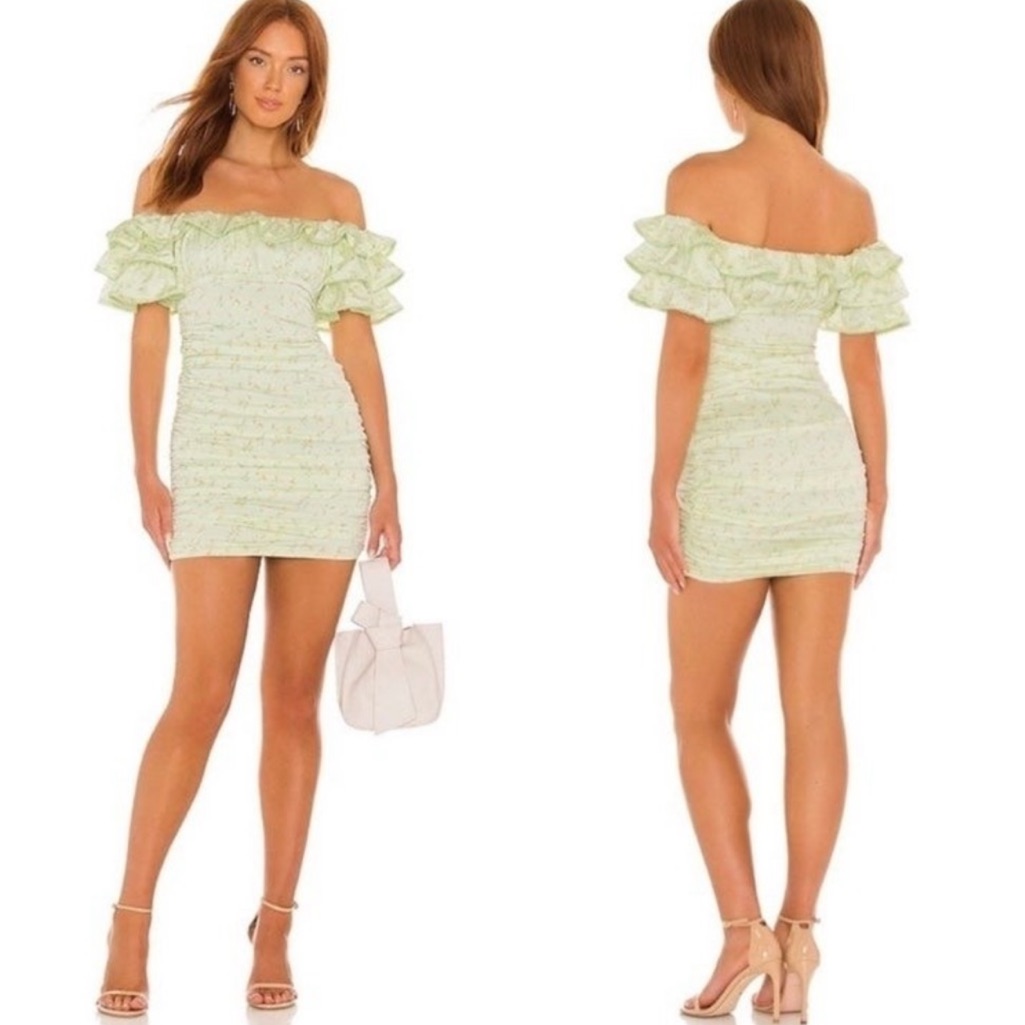 Camila Coelho Eva Mini Dress In Sage Delilah Size Large Nwt